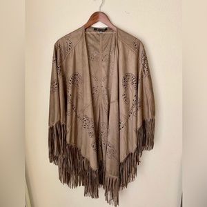 Faux suede poncho
